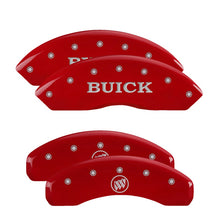 Load image into Gallery viewer, 4-Caliper-Covers-Engraved-Front-Buick-Engraved-Rear-Buick-Shield-Red-Finish-Silver-Ch