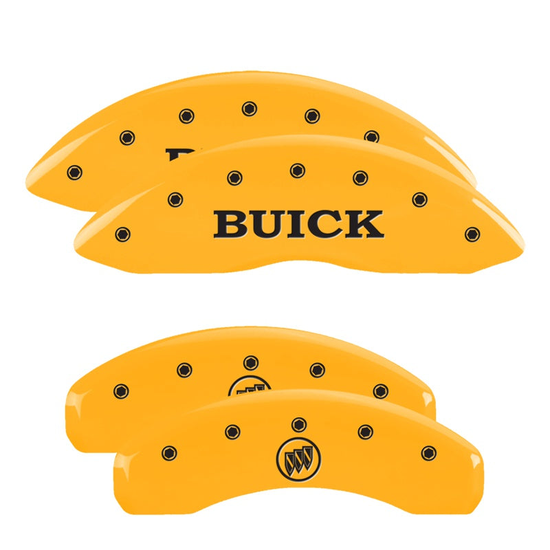 4-Caliper-Covers-Engraved-Front-Buick-Rear-Yellow-Finish-Black-Char-2007-Buick-Lucerne