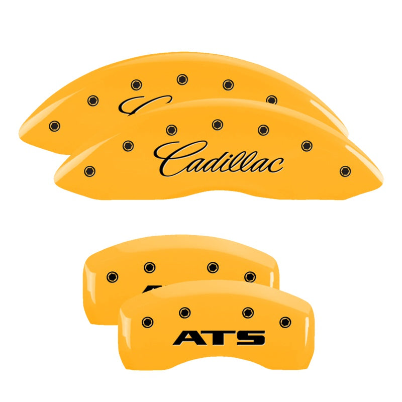 4-Caliper-Covers-Engraved-Front-Cadillac-Engraved-Rear-Ats-Yellow-Finish-Black-Ch
