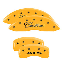 Load image into Gallery viewer, 4-Caliper-Covers-Engraved-Front-Cadillac-Engraved-Rear-Ats-Yellow-Finish-Black-Ch
