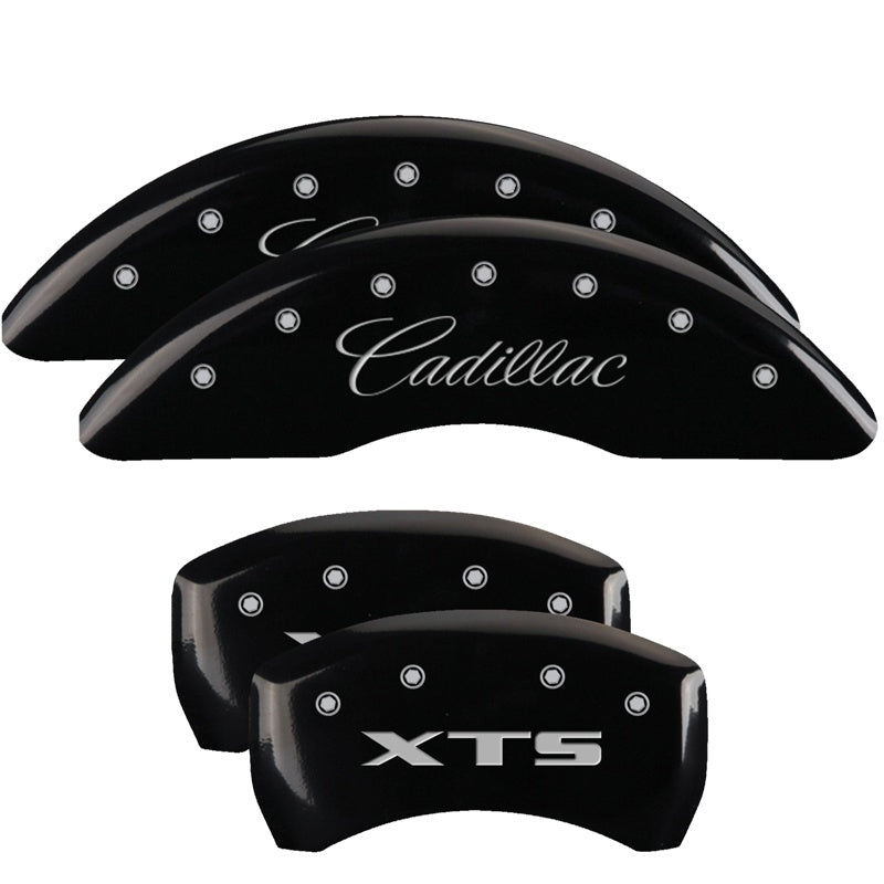 4-Caliper-Covers-Engraved-Front-Cadillac-Engraved-Rear-Xts-Black-Finish-Silver-Ch
