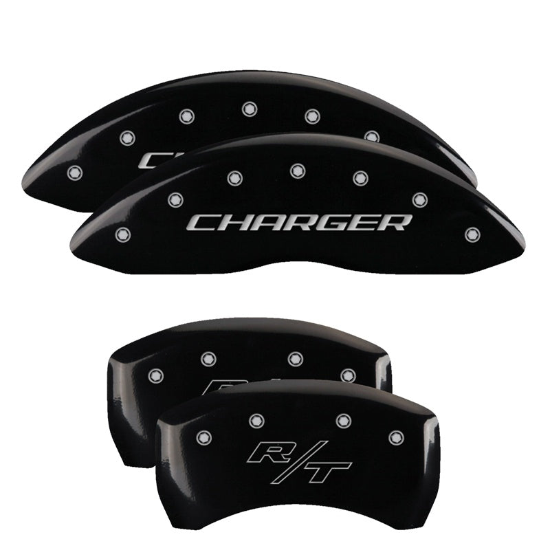 4-Caliper-Covers-Engraved-Front-Charger-Engraved-Rear-Rt-Black-Finish-Silver-Ch