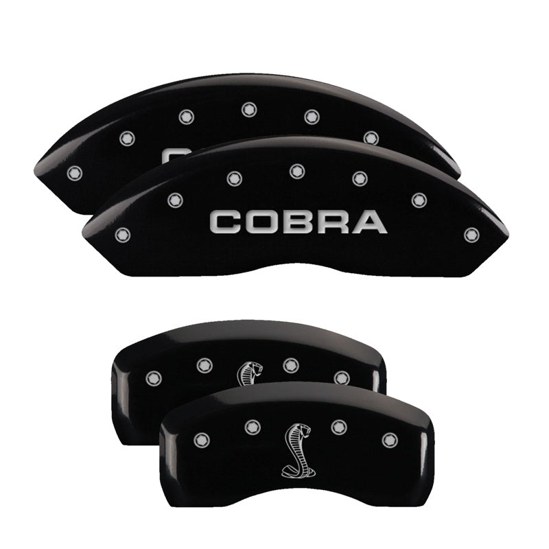 4-Caliper-Covers-Engraved-Front-Cobra-Engraved-Rear-Snake-Black-Finish-Silver-Ch