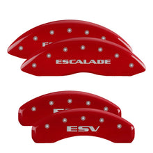 Load image into Gallery viewer, 4-Caliper-Covers-Engraved-Front-Escalade-Engraved-Rear-Esv-Red-Finish-Silver-Ch