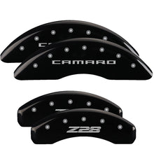 Load image into Gallery viewer, 4-Caliper-Covers-Engraved-Front-Gen-5Camaro-Engraved-Rear-Gen-5Z28-Black-Finish-Silver-Ch