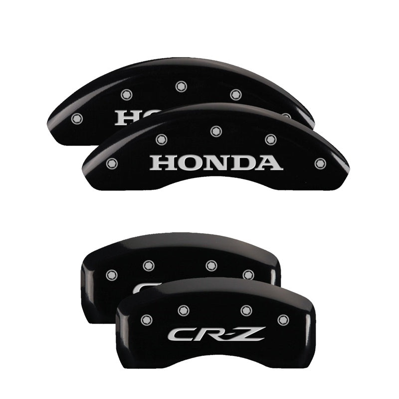 4-Caliper-Covers-Engraved-Front-Honda-Engraved-Rear-Cr-Z-Black-Finish-Silver-Ch