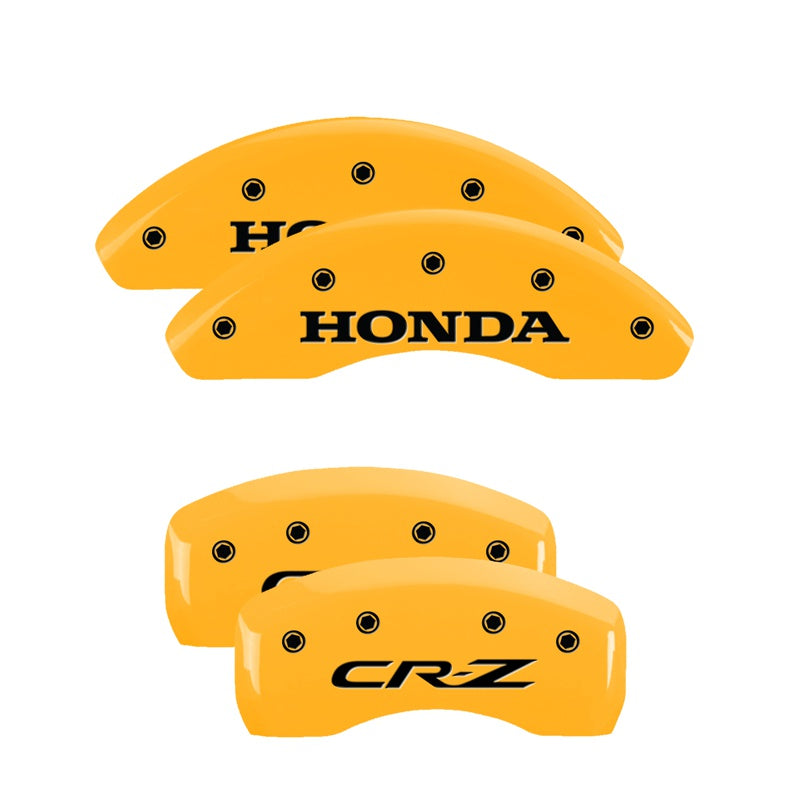 4-Caliper-Covers-Engraved-Front-Honda-Engraved-Rear-Cr-Z-Yellow-Finish-Black-Ch