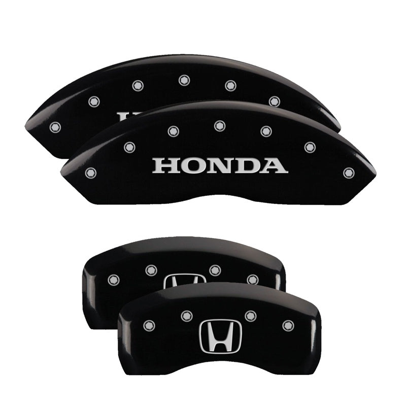 4-Caliper-Covers-Engraved-Front-Honda-Engraved-Rear-H-Logo-Black-Finish-Silver-Ch