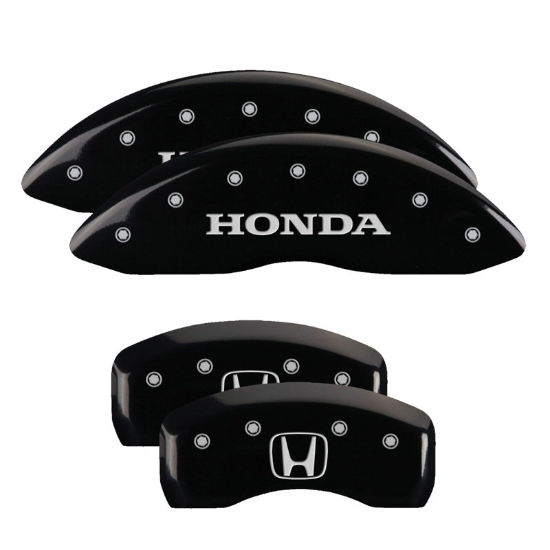 4-Caliper-Covers-Engraved-Front-Honda-Engraved-Rear-H-Logo-Black-Finish-Silver-Ch