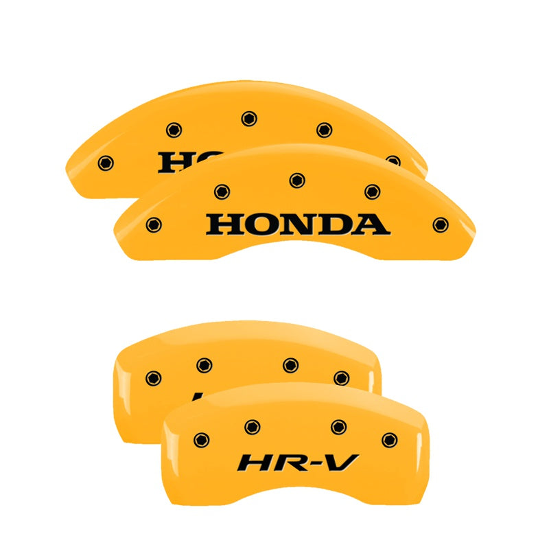 4-Caliper-Covers-Engraved-Front-Honda-Engraved-Rear-Hr-V-Yellow-Finish-Black-Ch
