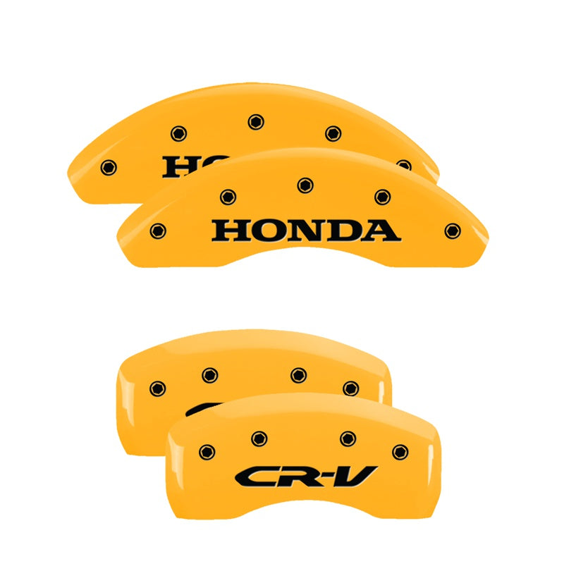 4-Caliper-Covers-Engraved-Front-Honda-Rear-Cr-V-Yellow-Finish-Black-Char-2018-Honda-Cr-V