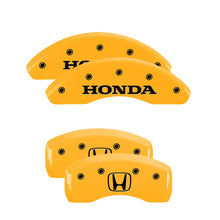 Load image into Gallery viewer, 4-Caliper-Covers-Engraved-Front-Honda-Rear-H-Logo-Yellow-Finish-Black-Char-2004-Honda-Cr-V