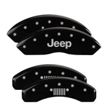 MGP 42019SJPLBK Set of 4: Black finish, Silver JEEP / JEEP Grill Logo