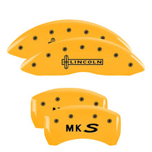 Load image into Gallery viewer, 4-Caliper-Covers-Engraved-Front-Lincoln-Engraved-Rear-Mks-Yellow-Finish-Black-Ch