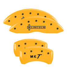Load image into Gallery viewer, 4-Caliper-Covers-Engraved-Front-Lincoln-Engraved-Rear-Mkt-Yellow-Finish-Black-Ch