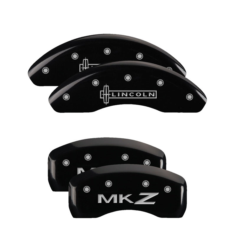 4-Caliper-Covers-Engraved-Front-Lincoln-Engraved-Rear-Mkz-Black-Finish-Silver-Ch