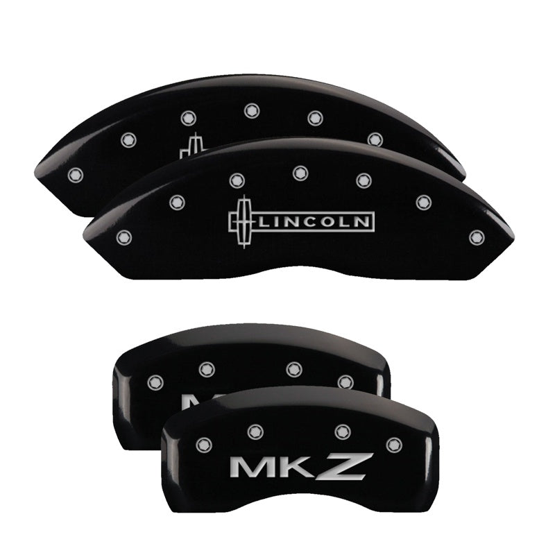 4-Caliper-Covers-Engraved-Front-Lincoln-Engraved-Rear-Mkz-Black-Finish-Silver-Ch