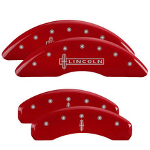 Load image into Gallery viewer, 4-Caliper-Covers-Engraved-Front-Lincoln-Engraved-Rear-Star-Logo-Red-Finish-Silver-Ch
