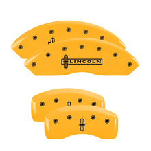 Load image into Gallery viewer, 4-Caliper-Covers-Engraved-Front-Lincoln-Rear-Star-Logo-Yellow-Finish-Black-Char-2008-Lincoln-Mkx