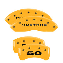Load image into Gallery viewer, 4-Caliper-Covers-Engraved-Front-Mustang-Engraved-Rear-50-Yellow-Finish-Black-Ch