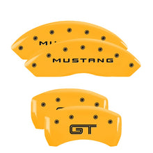 Load image into Gallery viewer, 4-Caliper-Covers-Engraved-Front-Mustang-Engraved-Rear-Gt-Yellow-Finish-Black-Ch