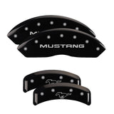 MGP 10095SMPYBK Set of 4: Black finish, Silver Mustang / Pony Logo