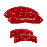 MGP 10095SMPYRD Set of 4: Red finish, Silver Mustang / Pony Logo