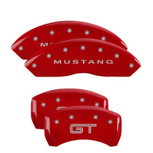 Load image into Gallery viewer, 4-Caliper-Covers-Engraved-Front-Mustang-Engraved-Rear-S197Gt-Red-Finish-Silver-Ch
