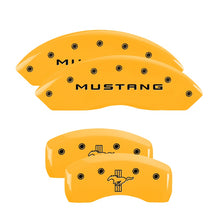 Load image into Gallery viewer, 4-Caliper-Covers-Engraved-Front-Mustang-Rear-Bar--Pony-Yellow-Finish-Blk-Char-2004-Ford-Mustang