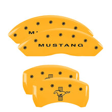 Load image into Gallery viewer, 4-Caliper-Covers-Engraved-Front-Mustang-Rear-Bar--Pony-Yellow-Finish-Blk-Char-2006-Ford-Mustang