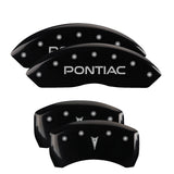 MGP 18030SPONBK Set of 4: Black finish, Silver Pontiac / Arrow Logo