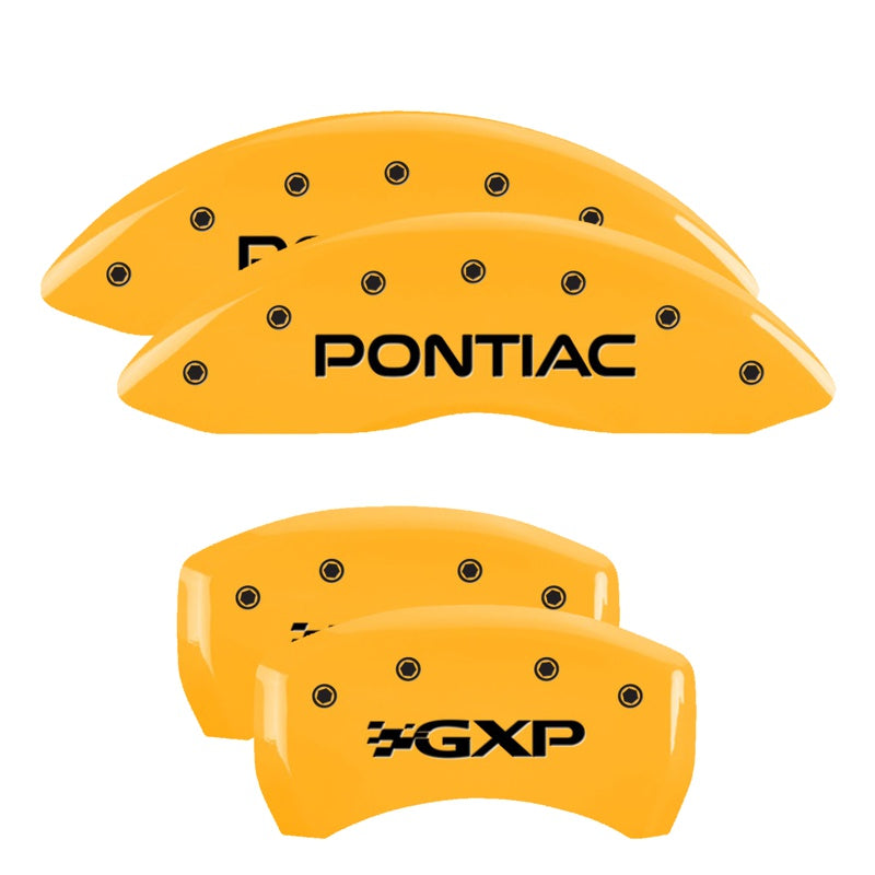 4-Caliper-Covers-Engraved-Front-Pontiac-Rear-Gxp-Yellow-Finish-Black-Char-2008-Pontiac-G8