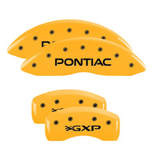 Load image into Gallery viewer, 4-Caliper-Covers-Engraved-Front-Pontiac-Rear-Gxp-Yellow-Finish-Blk-Char-2005-Pontiac-Bonneville