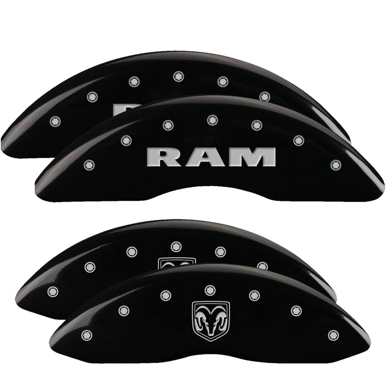4-Caliper-Covers-Engraved-Front-Ram-Engraved-Rear-Ramhead-Black-Finish-Silver-Ch