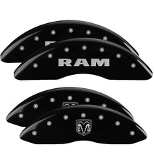 Load image into Gallery viewer, 4-Caliper-Covers-Engraved-Front-Ram-Engraved-Rear-Ramhead-Black-Finish-Silver-Ch