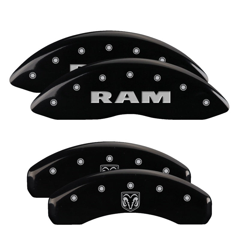 4-Caliper-Covers-Engraved-Front-Ram-Engraved-Rear-Ramhead-Black-Finish-Silver-Ch