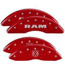 Load image into Gallery viewer, 4-Caliper-Covers-Engraved-Front-Ram-Engraved-Rear-Ramhead-Red-Finish-Silver-Ch