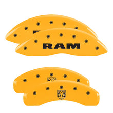 Load image into Gallery viewer, 4-Caliper-Covers-Engraved-Front-Ram-Rear-Ramhead-Yellow-Finish-Black-Char-2007-Dodge-Durango