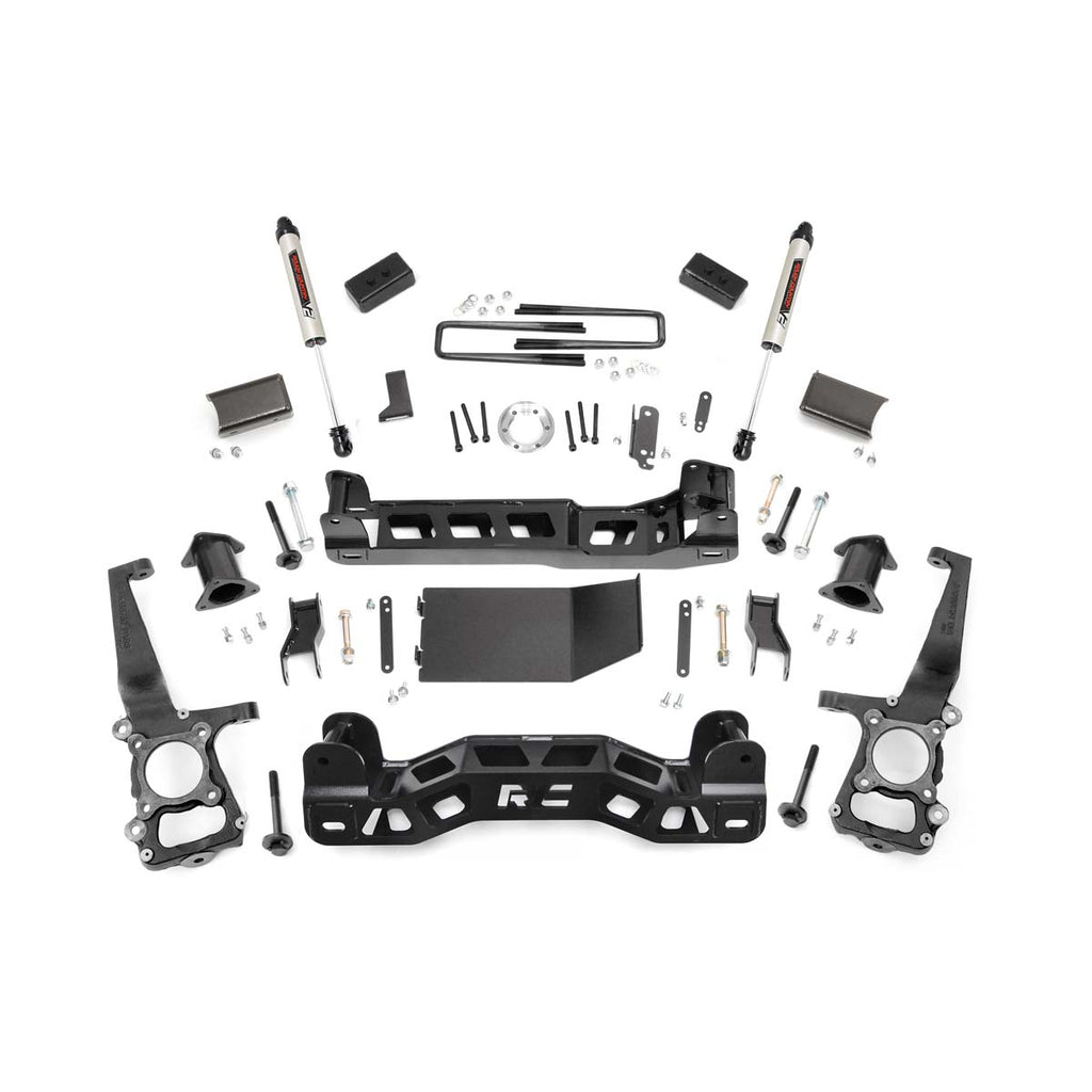 4-Inch-Suspension-Lift-Kit-Strut-Spacers-WV2-Shocks-09-10-F-150-4Wd-Rough-Country