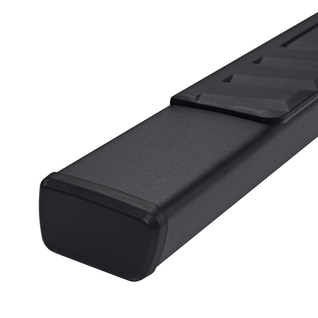 4-Inch-Trapezoid-Straight-Pwdr-Ctd-Titanium-Black-Steel-Plastic-End-Caps