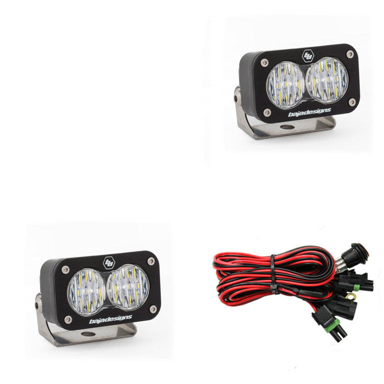 ~(4-Lbs.-6X6x6)~-Led-Work-Light-Clear-Lens-Wide-Cornering-Pattern-Pair-S2-Sport-Baja-Designs