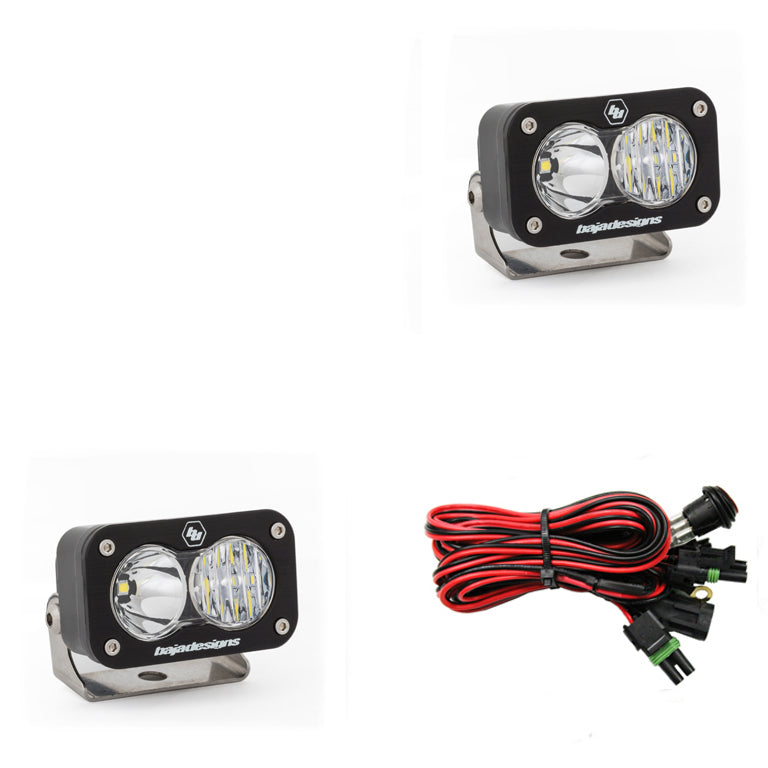 ~(4-Lbs.-6X6x6)~-Led-Work-Light-Clear-Lens-Driving-Combo-Pattern-Pair-S2-Sport-Baja-Designs
