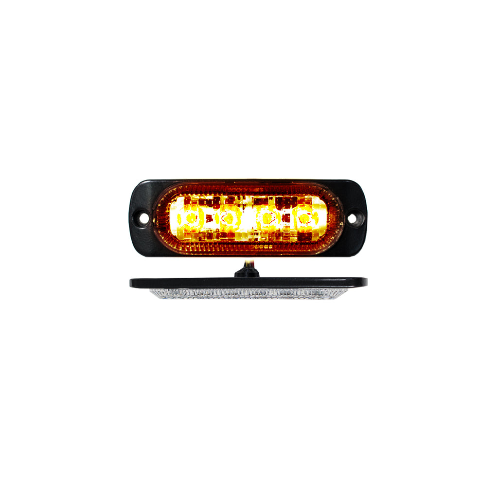 4-Led-Ultra-Slim-Flush-Mount-19-Flash-Pattern-Marker-Strobe-Light-(Amber)