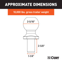 Load image into Gallery viewer, CURT 40006 2-5/16" Trailer Ball (1-1/4" x 2-5/8" Shank, 10,000 lbs., Chrome)
