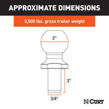 Load image into Gallery viewer, CURT 40019 2" Trailer Ball (3/4" x 3" Shank, 3,500 lbs., Chrome)