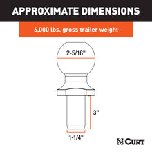 Load image into Gallery viewer, CURT 40022 2-5/16" Trailer Ball (1-1/4" x 3" Shank, 6,000 lbs., Chrome)