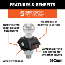 Load image into Gallery viewer, CURT 40047 RockerBall 2" Cushion Hitch Trailer Ball (1" Shank, 7,500 lbs.)