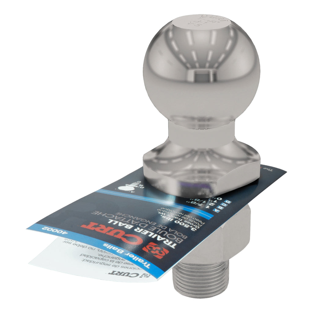 CURT 40051 1-7/8" Trailer Ball (1" x 2-1/8" Shank, 3,500 lbs., Stainless)