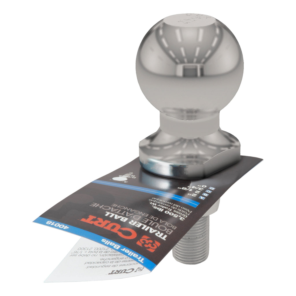 CURT 40052 2" Trailer Ball (3/4" x 2-1/8" Shank, 3,500 lbs., Stainless)