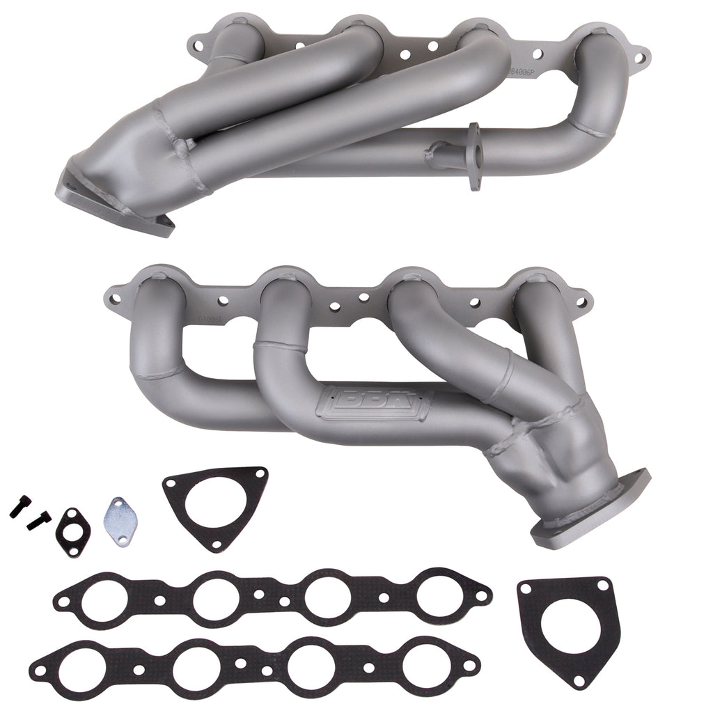 BBK Performance Parts 4006 1999-2013 GM TRUCK/SUV 6.0L 1-3/4 SHORTY HEADERS (TITANIUM CERAMIC) for Select Cadillac Escalade, Chevrolet Avalanche, Chevrolet Silverado 1500, Chevrolet Silverado Classic, Chevrolet Silverado HD, Chevrolet Silverado HD